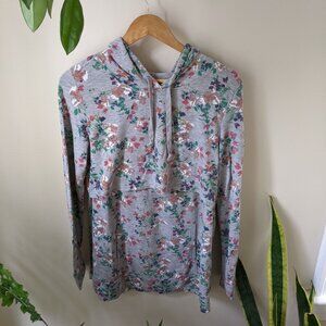 Latched Mama | Lightweight Cotton Nursing Hoodie Floral Grey Size Large